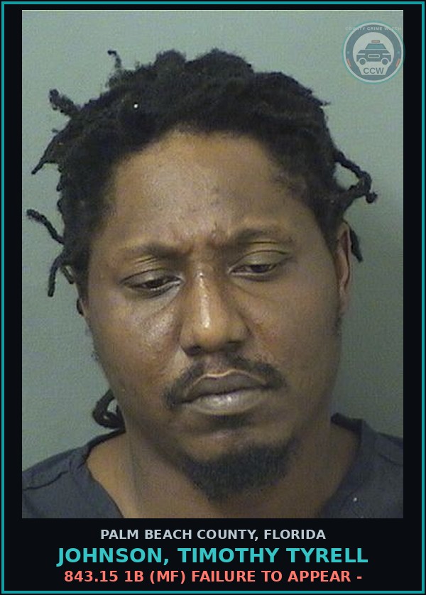 Booking mugshot of JOHNSON, TIMOTHY TYRELL in Palm Beach County