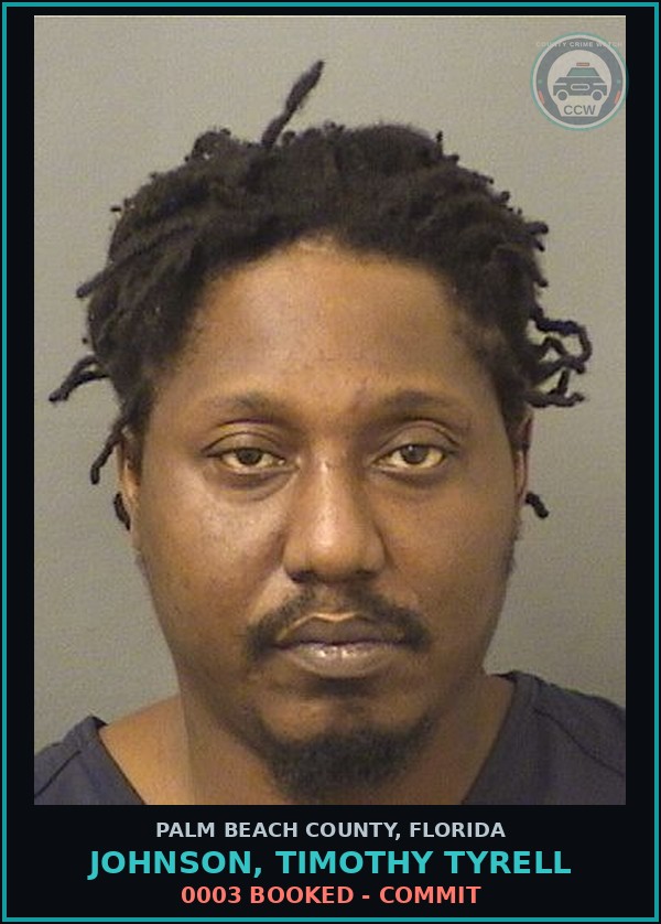 Booking mugshot of JOHNSON, TIMOTHY TYRELL in Palm Beach County