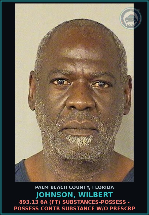 Booking mugshot of JOHNSON, WILBERT in Palm Beach County