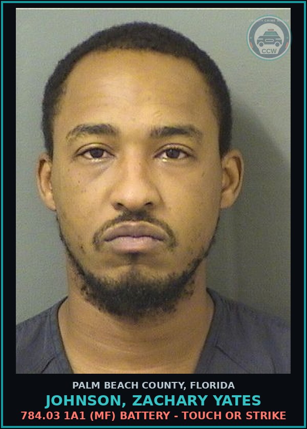Booking mugshot of JOHNSON, ZACHARY YATES in Palm Beach County