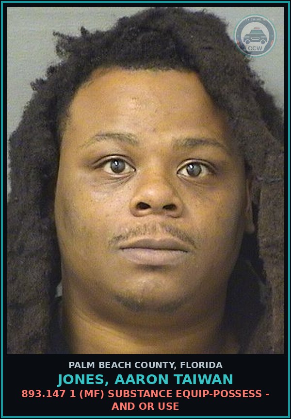 Booking mugshot of JONES, AARON TAIWAN in Palm Beach County