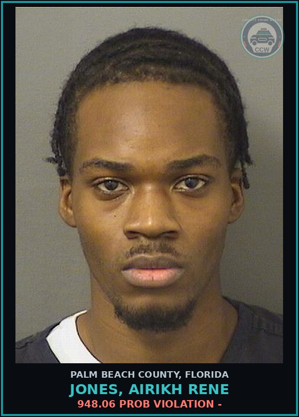 Booking mugshot of JONES, AIRIKH RENE in Palm Beach County