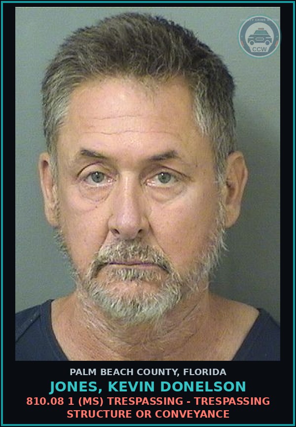 Booking mugshot of JONES, KEVIN DONELSON in Palm Beach County