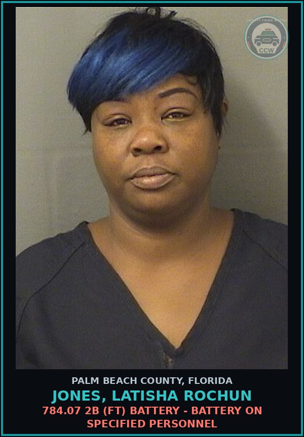 Booking mugshot of JONES, LATISHA ROCHUN in Palm Beach County