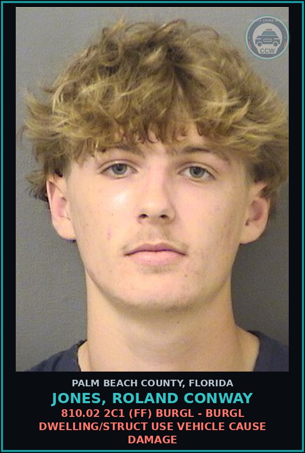Booking mugshot of JONES, ROLAND CONWAY in Palm Beach County