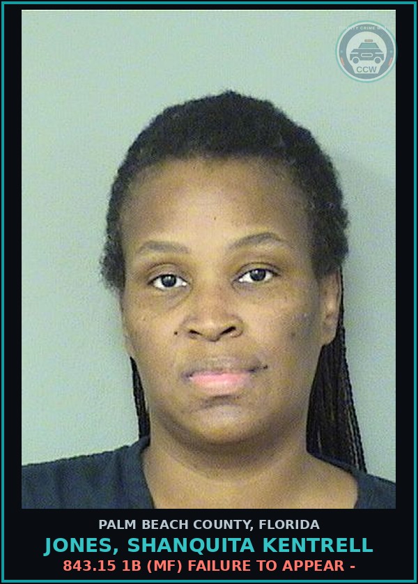 Booking mugshot of JONES, SHANQUITA KENTRELL in Palm Beach County