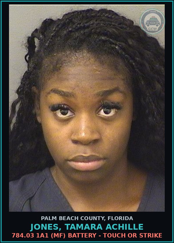 Booking mugshot of JONES, TAMARA ACHILLE in Palm Beach County