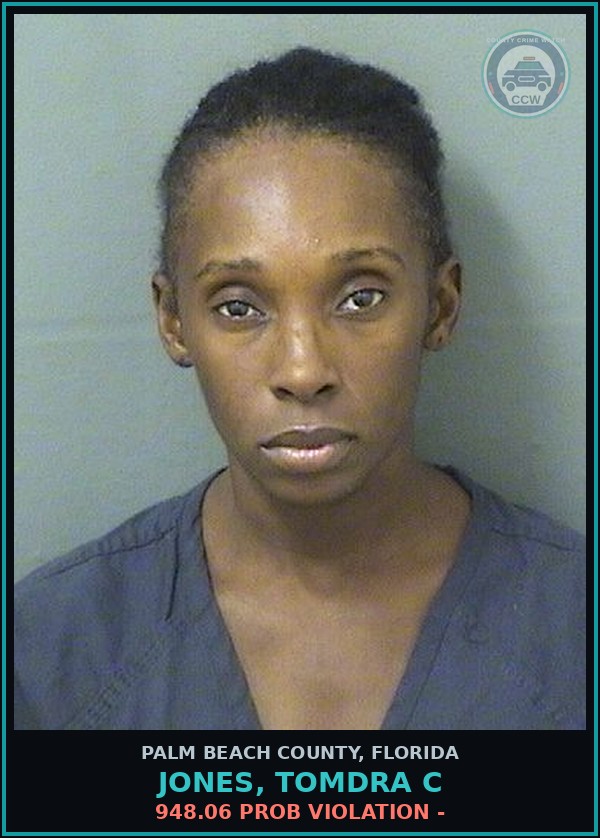 Booking mugshot of JONES, TOMDRA C in Palm Beach County