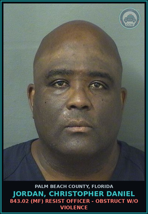 Booking mugshot of JORDAN, CHRISTOPHER DANIEL in Palm Beach County