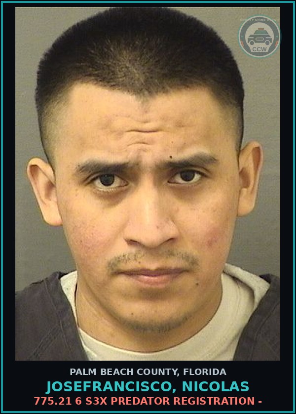 Booking mugshot of JOSEFRANCISCO, NICOLAS in Palm Beach County