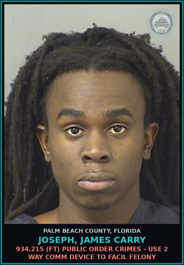 Booking mugshot of JOSEPH, JAMES CARRY in Palm Beach County