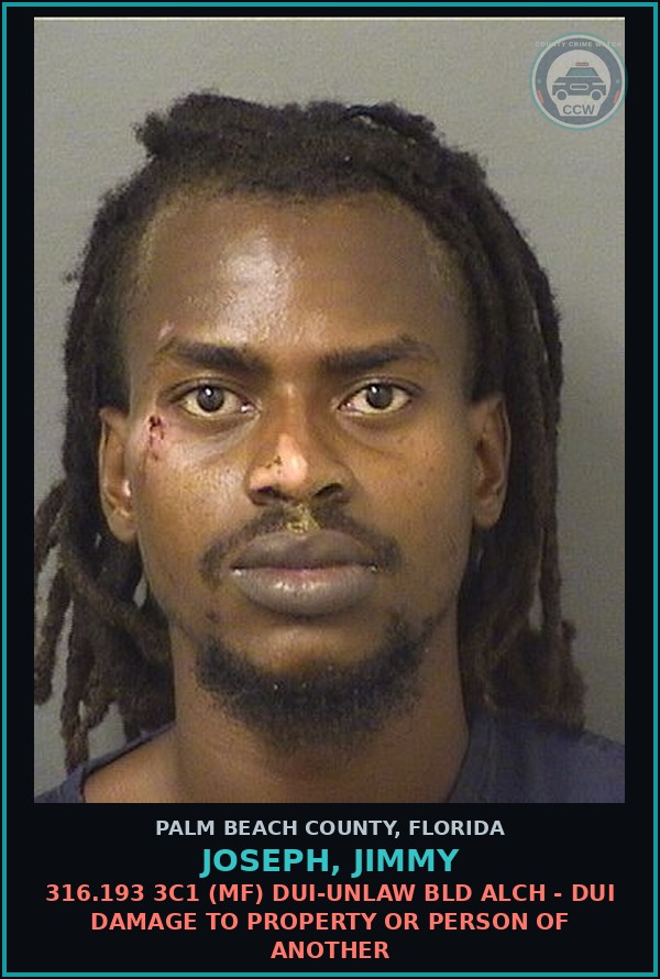 Booking mugshot of JOSEPH, JIMMY in Palm Beach County