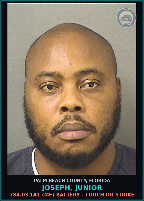 Booking mugshot of JOSEPH, JUNIOR in Palm Beach County