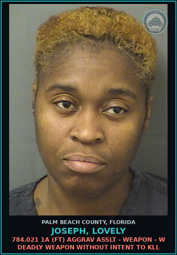 Booking mugshot of JOSEPH, LOVELY in Palm Beach County