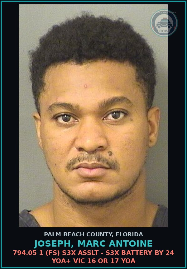 Booking mugshot of JOSEPH, MARC ANTOINE in Palm Beach County