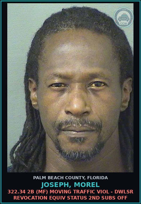 Booking mugshot of JOSEPH, MOREL in Palm Beach County