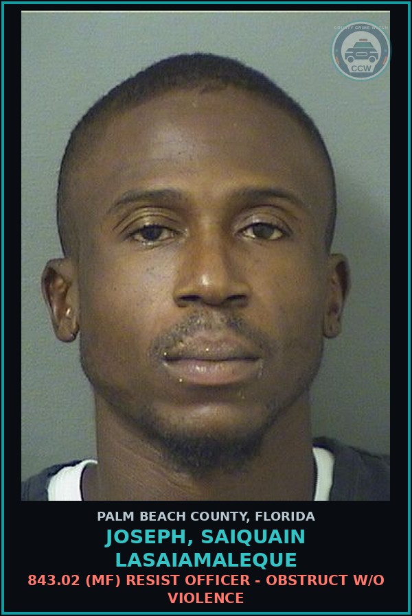 Booking mugshot of JOSEPH, SAIQUAIN LASAIAMALEQUE in Palm Beach County
