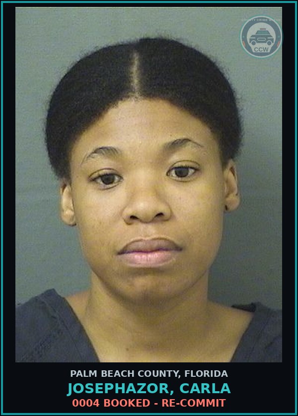 Booking mugshot of JOSEPHAZOR, CARLA in Palm Beach County