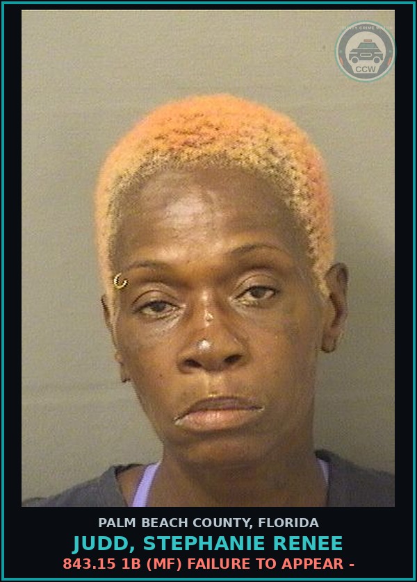 Booking mugshot of JUDD, STEPHANIE RENEE in Palm Beach County