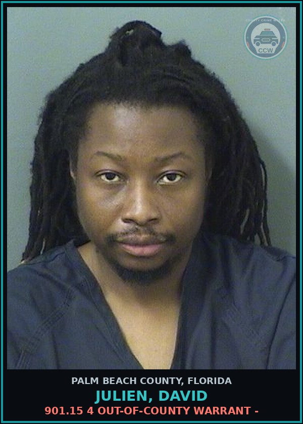 Booking mugshot of JULIEN, DAVID in Palm Beach County