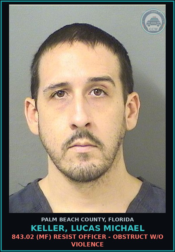 Booking mugshot of KELLER, LUCAS MICHAEL in Palm Beach County