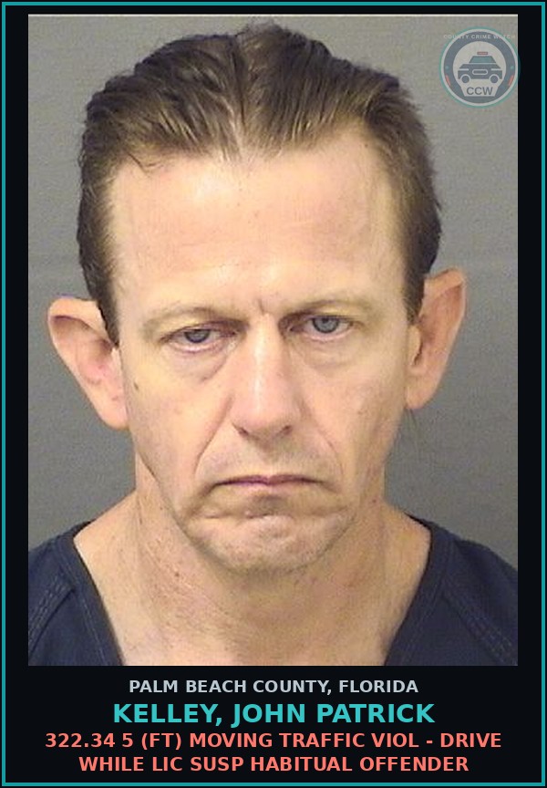 Booking mugshot of KELLEY, JOHN PATRICK in Palm Beach County