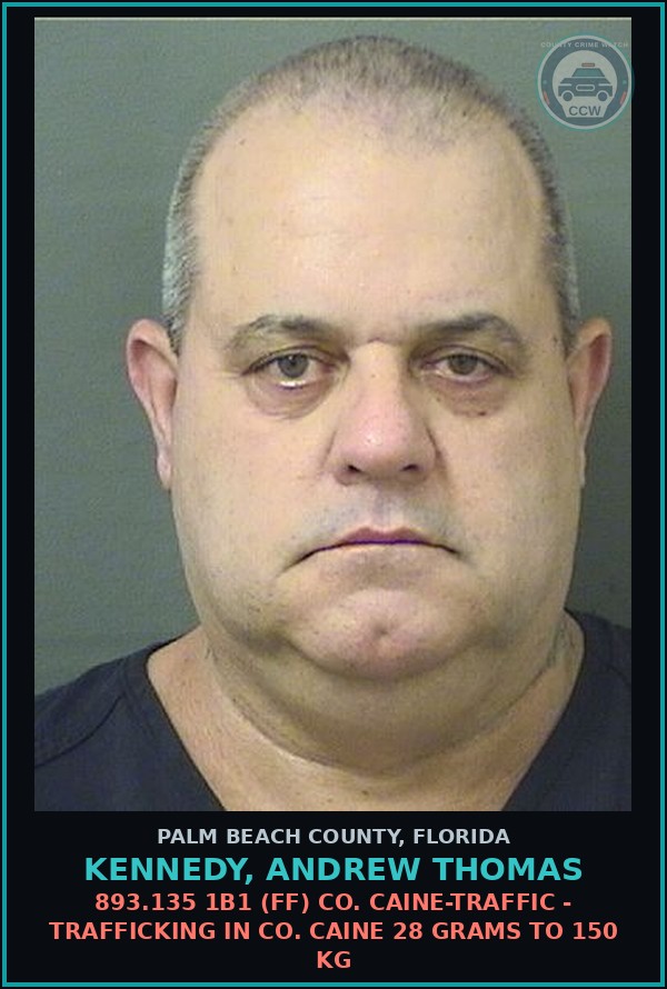 Booking mugshot of KENNEDY, ANDREW THOMAS in Palm Beach County