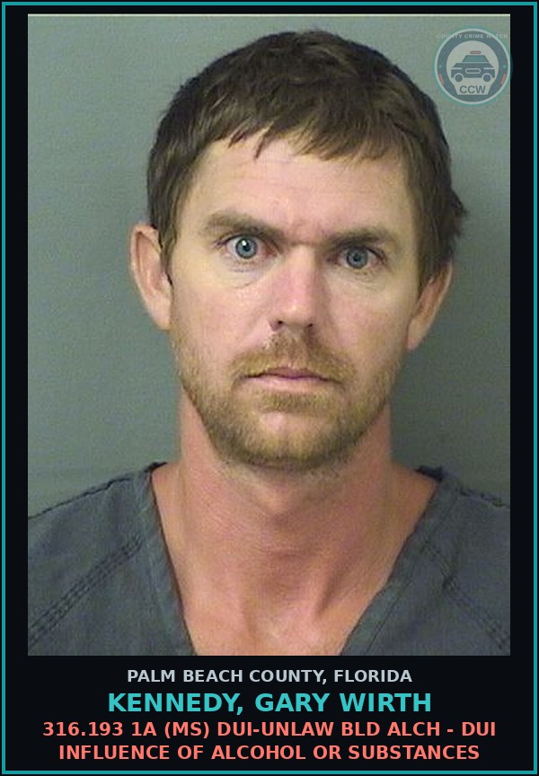Booking mugshot of KENNEDY, GARY WIRTH in Palm Beach County