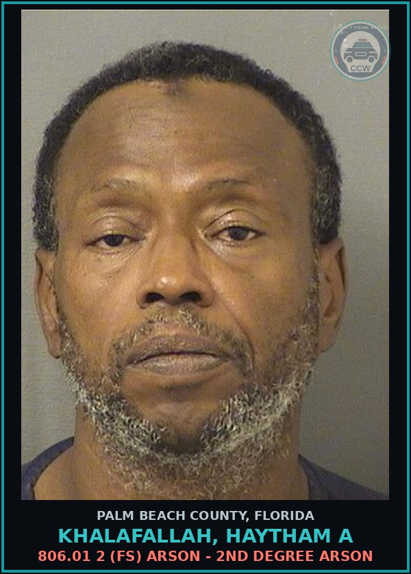 Booking mugshot of KHALAFALLAH, HAYTHAM A in Palm Beach County