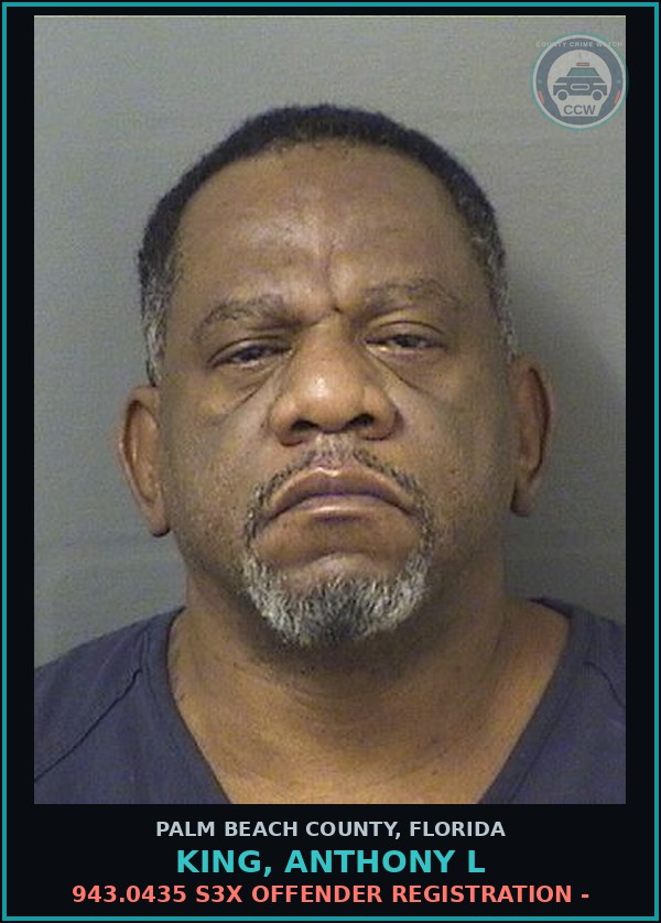 Booking mugshot of KING, ANTHONY L in Palm Beach County