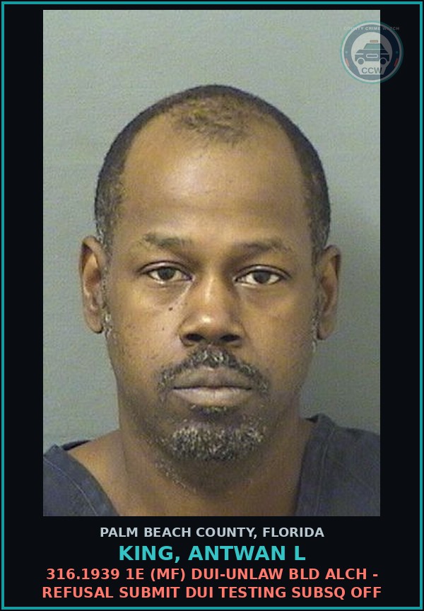 Booking mugshot of KING, ANTWAN L in Palm Beach County