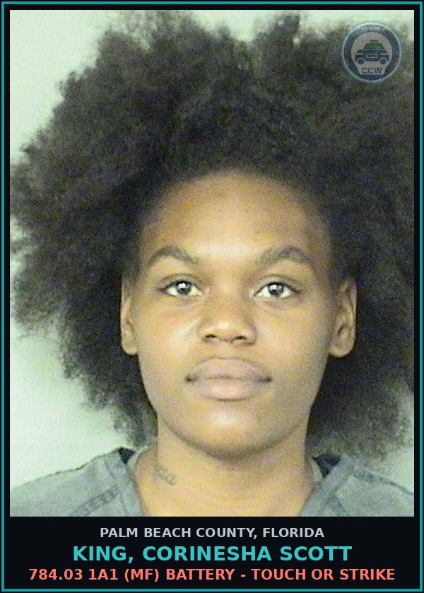 Booking mugshot of KING, CORINESHA SCOTT in Palm Beach County