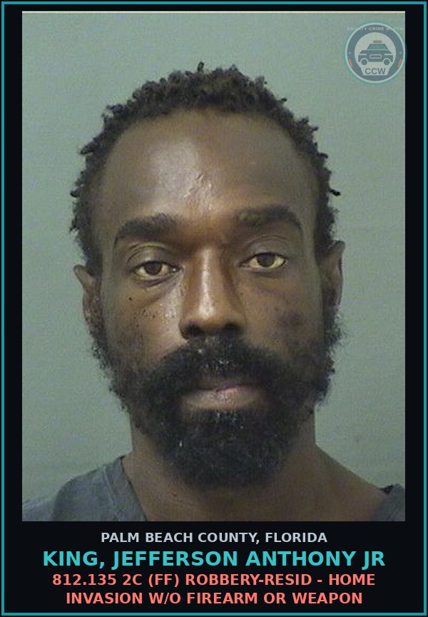 Booking mugshot of KING, JEFFERSON ANTHONY Jr in Palm Beach County