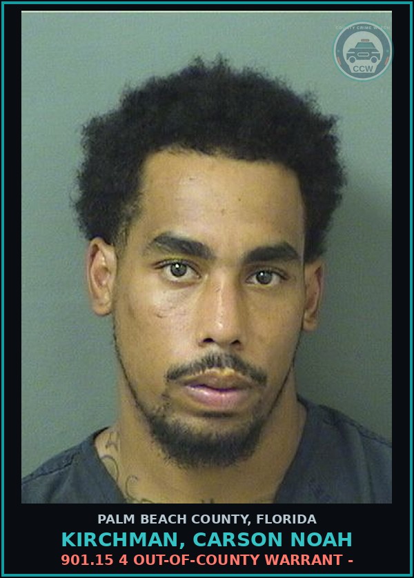 Booking mugshot of KIRCHMAN, CARSON NOAH in Palm Beach County