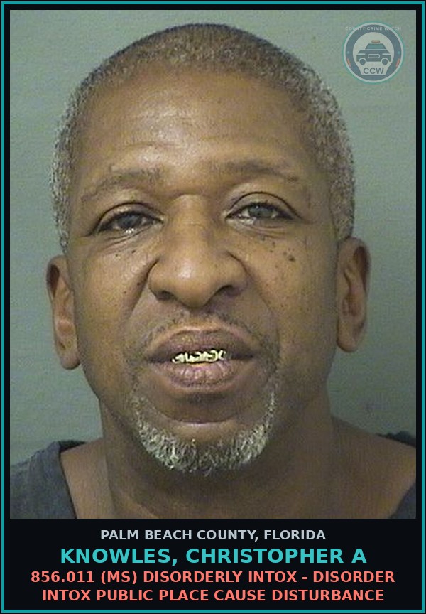 Booking mugshot of KNOWLES, CHRISTOPHER A in Palm Beach County