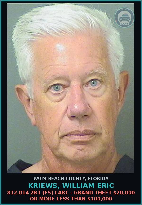 Booking mugshot of KRIEWS, WILLIAM ERIC in Palm Beach County