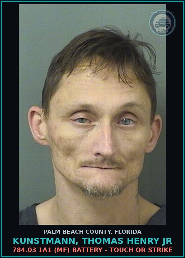 Booking mugshot of KUNSTMANN, THOMAS HENRY Jr in Palm Beach County