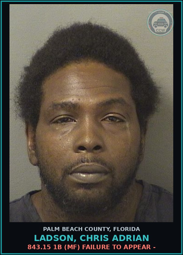 Booking mugshot of LADSON, CHRIS ADRIAN in Palm Beach County