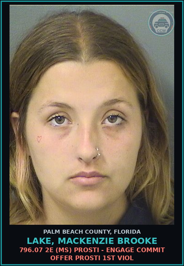 Booking mugshot of LAKE, MACKENZIE BROOKE in Palm Beach County