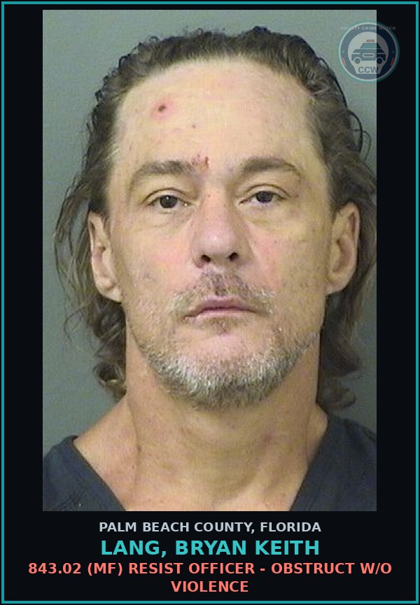 Booking mugshot of LANG, BRYAN KEITH in Palm Beach County