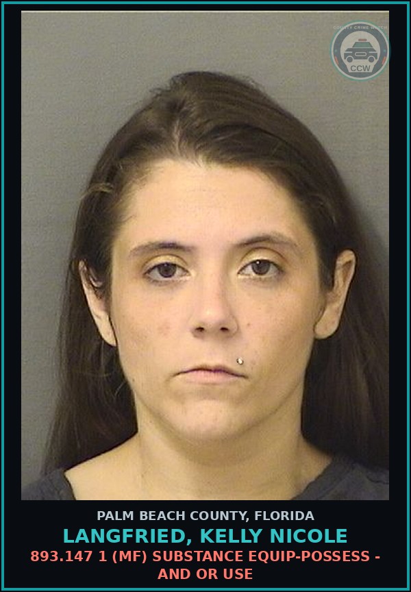 Booking mugshot of LANGFRIED, KELLY NICOLE in Palm Beach County