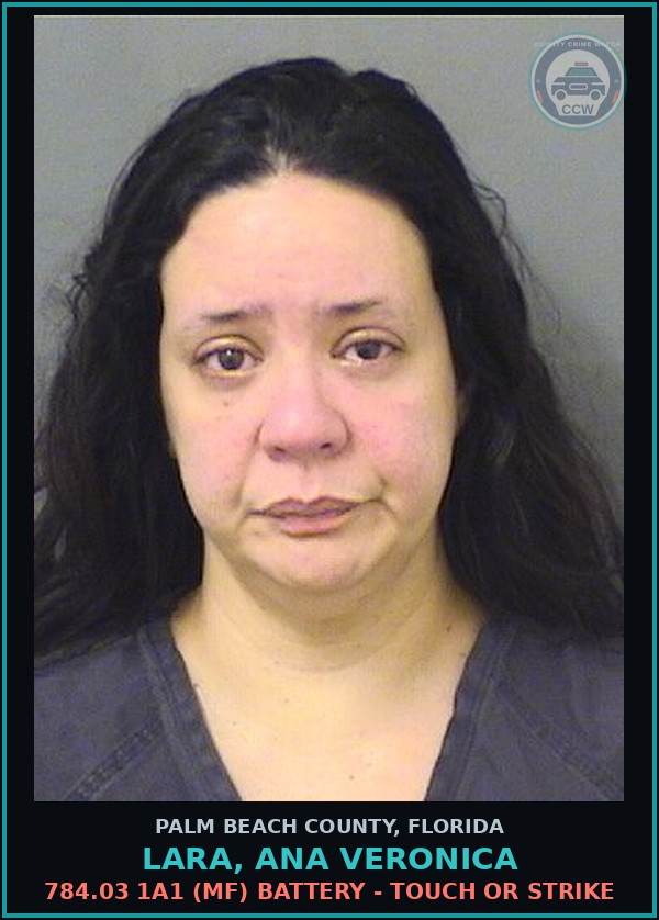 Booking mugshot of LARA, ANA VERONICA in Palm Beach County