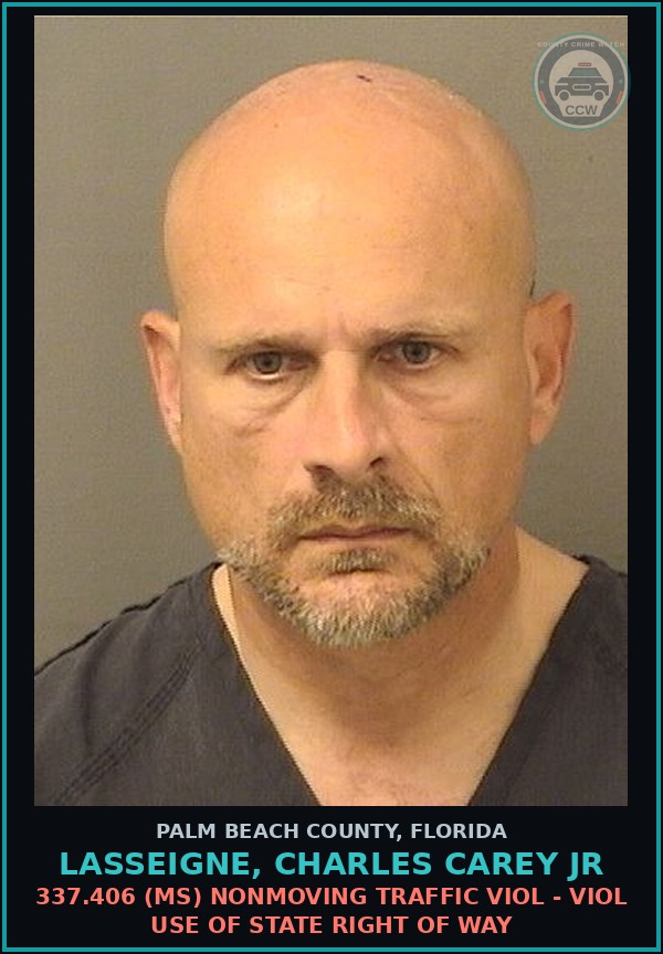 Booking mugshot of LASSEIGNE, CHARLES CAREY Jr in Palm Beach County