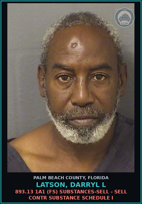 Booking mugshot of LATSON, DARRYL L in Palm Beach County