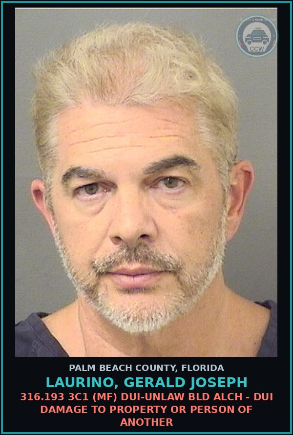 Booking mugshot of LAURINO, GERALD JOSEPH in Palm Beach County