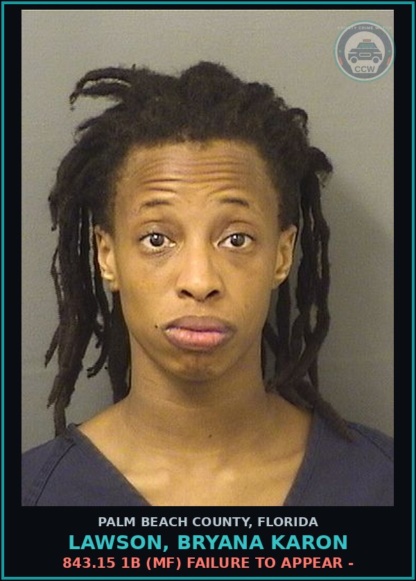 Booking mugshot of LAWSON, BRYANA KARON in Palm Beach County