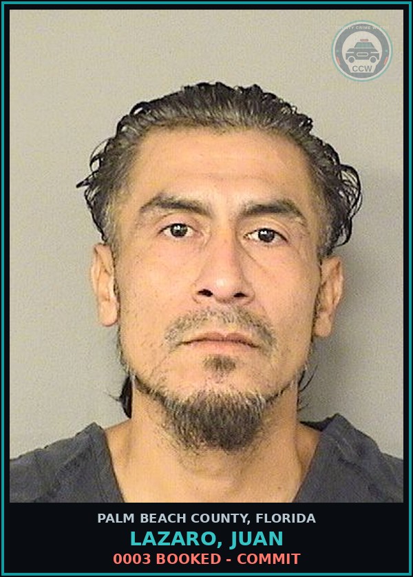 Booking mugshot of LAZARO, JUAN in Palm Beach County