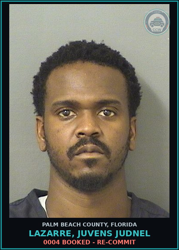 Booking mugshot of LAZARRE, JUVENS JUDNEL in Palm Beach County
