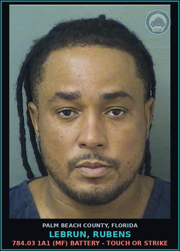 Booking mugshot of LEBRUN, RUBENS in Palm Beach County