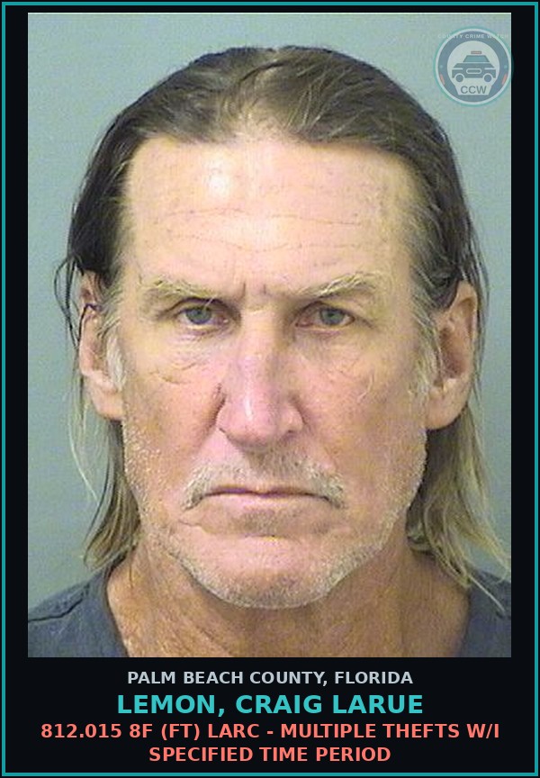 Booking mugshot of LEMON, CRAIG LARUE in Palm Beach County